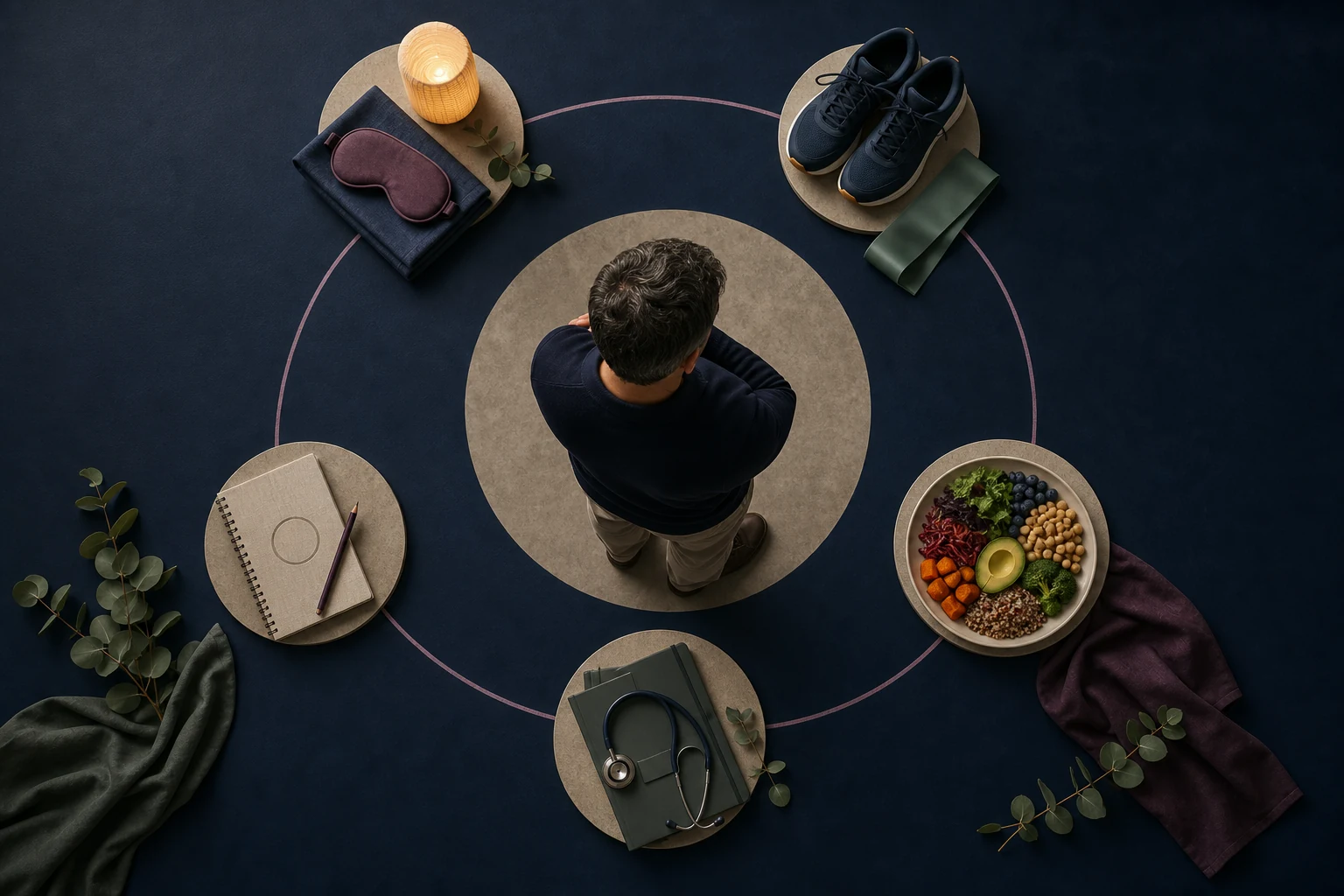 Conceptual preventive-care feedback loop connecting movement, sleep, nutrition and clinical review