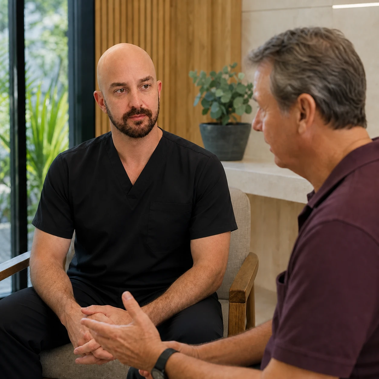 Dr Joshua Hatch listening to a patient's individual health priorities